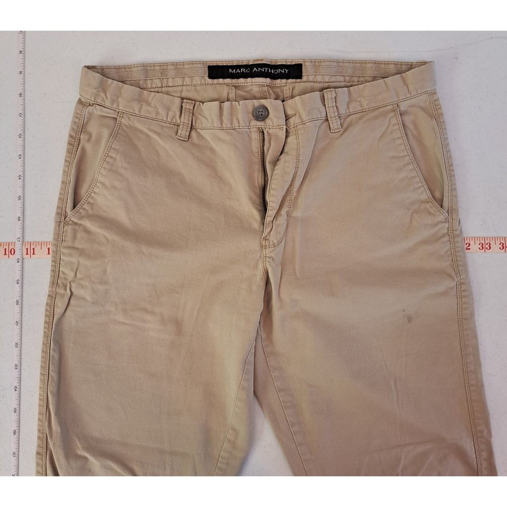Marc Anthony Chino Pants‎ 33x30 Good Slim Fit Cotton Stretch Khaki 1107-100-B4